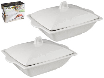 Форма для запекания керамическая c крышкой 15,5х11,7х4см (цена за упаковку 2шт)