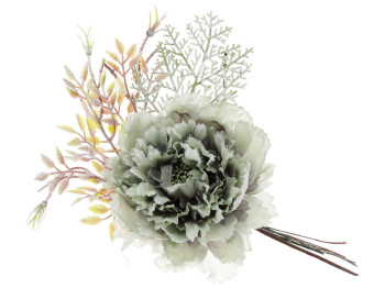 Искусственный декоративный цветок Пион, 18см, цвет - зеленый морской