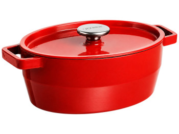 Кастрюля Pyrex Slow Cook, чугунная, эмалированная, красная, 4 л