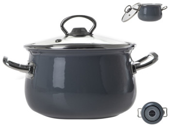 Кастрюля Infinity Gray, с крышкой, 20см, 3,7л, 8690068737165