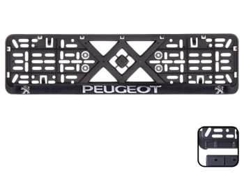 Рамка номера пластиковая с хромированной рельефной надписью PEUGEOT