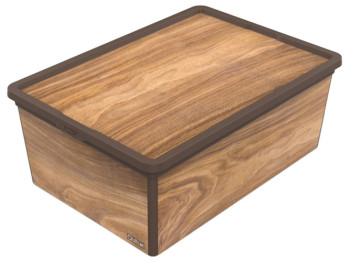 Контейнер с крышкой Qutu Trend Box Wood, 10л, 8690068355222
