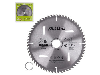 Диск пильний Alloid по дереву, 60 зубів, твердосплавні напайки, 215x30/25,4мм