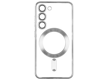 Чехол TPU Metallic Full Camera with Magsafe для Samsung Galaxy S21 Цвет Silver