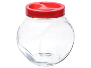 Банка Everglass Белла з кришкою, колір червоний, 1,73л.