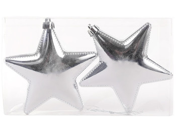 Набор ёлочных украшений Звезды 11,5см, цвет - серебро глянец (цена за набор 2шт)