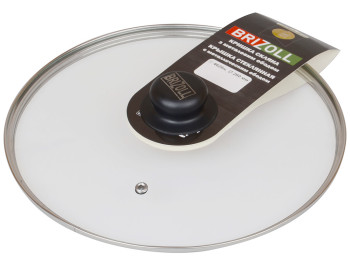 Крышка стеклянная Brizoll с ручкой и метал. ободком D28см 4628н 24742