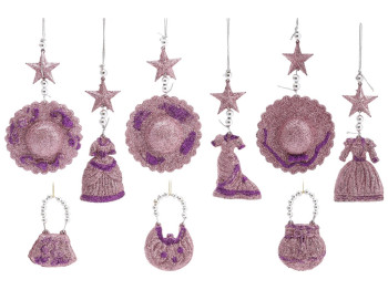 Ялинкова підвіска Капелюшок, Сукня, Сумочка, 9 дизайнів, 7,5см, (ціна за 1шт)