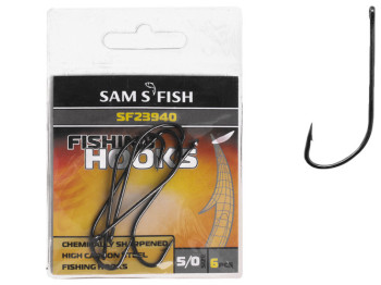 Крючок рыболовный длинное цевье Sams Fish "Изгиб" №5/0 4,8х1,5см (цена за упаковку 6шт)