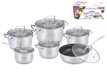 Набор посуды Benson, из нержавеющей стали (цена за набор 12 предметов)