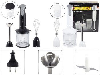 Блендер ручной погружной 4в1 Kamille 400Вт 2 скорости, 38см, 500мл, 700мл