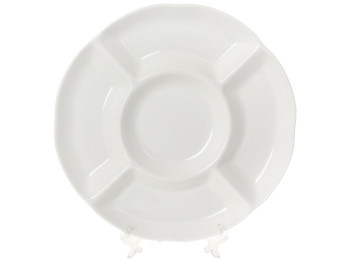 Менажница фарфоровая на пять секций Рулетка, 31см, цвет - белый