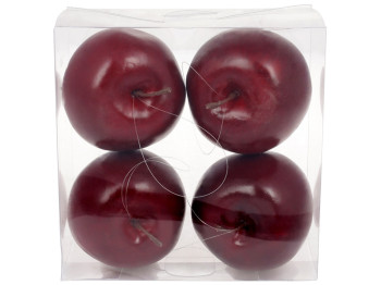 Набор подвесных декоративных Яблок, 8,5см, цвет - темно-красный (цена за набор 4шт)
