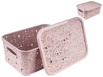 Корзина с крышкой Ажур (цвет - капучино) 6л Efe plastics