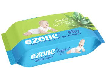 Вологі серветки дитячі "OZONE" "З екстрактом алое" 60шт
