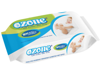 Вологі серветки дитячі "OZONE" "З екстрактом алое" 100шт