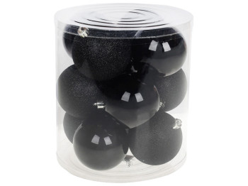 Набор елочных шаров, 8см, цвет - чёрный оникс, (цена за набор 12шт)