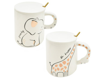 Чашка с крышкой и ложкой ZOO 400мл