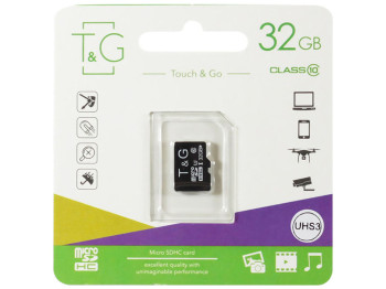 Карта Пам'яті  T&G MicroSDHC 32gb UHS-1 10 Class Колір Чорний