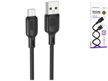Кабель USB Borofone BX113 Silicone Micro 2.4A, 1м, колір чорний