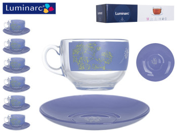 Сервиз чайный Luminarc Evolution Purple блюдце D14см - 6шт, чашка 220мл - 6шт (цена за 12 пр.) P6877