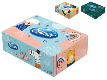 Серветки косметичні Smile, 70 листів, 3 шари, білі