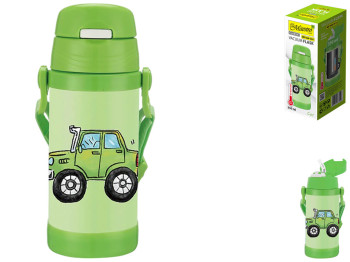 Термос детский Maestro Car, 350мл, силиконовая трубочка, нержавеющая сталь, цвет зеленый