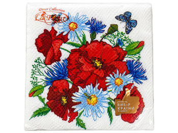 Салфетки бумажные двухслойные La Fleur Полевая радость, 33×33 см, 16 шт