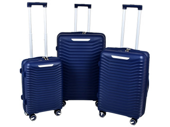 Чемодан полипропилен (PP) 19/23/27, синий (цена за набор 3шт)