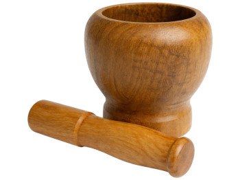 Ступка з пестиком, бамбук, 12х12см, 15х2см, колір натуральне дерево