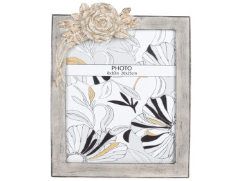 Фоторамка прямоугольная, 31,5см, фото - 20х25см, цвет - состаренный белый с золотом