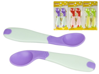 Набор ложек детских силиконовых Hiaotaoqi 12,6х2,5х1см на блистере (цена за набор 2 предмета).AE-160