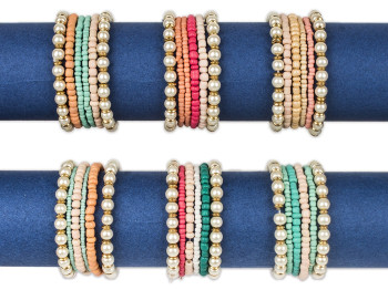 Браслети з бісеру на гумках - набір (7шт в наборі)