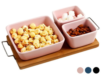 Менажница на подставке с ручками керамическая 31х16,5см (цена за набор 4 предмета)