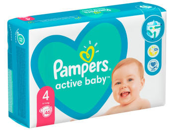 Подгузники Pampers Active Baby Maxi, Размер 4 (9-14кг) 46шт