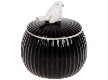 Банка с фигурной птичкой, 750мл, цвет - черный