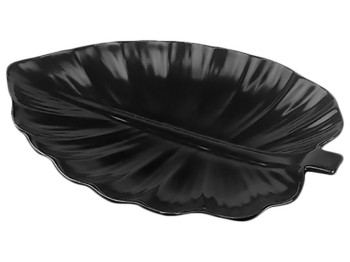 Блюдо фарфоровое Лист монстеры Black 8" 20,5х14х2,5см