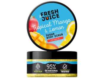 Скраб цукровий для тіла Fresh Juice, з олією аргани та екстрактами манго та лимона, 200мл