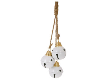 Шары на подвесе Christmas bells, металл, 47см, 7,5×10см, цвет белый