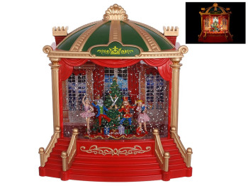 Фигура водяная музыкальная Театр, с LED-подсветкой, Jingle Bells, 22×11×23см, цвет красный с зелёным