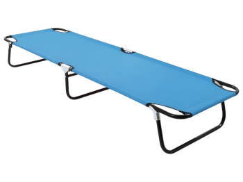 Розкладачка туристична складана, метал та поліестер, 185×56×26см, колір блакитний