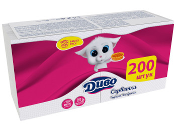 Салфетки бумажные Диво однослойные 23х24см, белые (цена за упаковку 200шт)