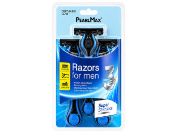 Бритвы одноразовые мужские PearlMax Razors, 3 лезвия, 3 шт