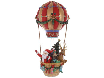 Новогодний декор Санта с оленем на воздушном шаре, 15х15х43см