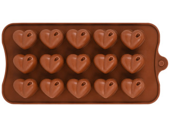 Форма силіконова Heart, для цукерок і шоколаду, 15 комірок, 20,5×10,3 см