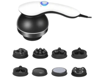 Массажер беспроводной, с насадками и инфракрасным подогревом, ABS-пластик, 28Вт, цвет черно-белый