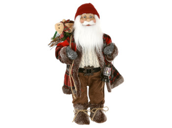Фигура декоративная Санта, ткань, пластик, 25×20×45см, цвет коричневый с красным
