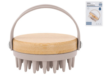 Щітка масажна Bathlux для миття голови, силіконова, 9×7,5 см, бежева