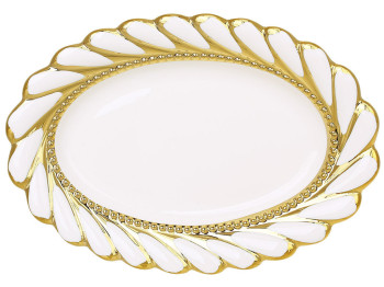 Блюдо фарфоровое овальное Tiffany с золотой каймой,24,6×17,5×3см