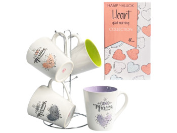 Набор чашек на подставке Color2, 350мл (цена за набор 4шт)